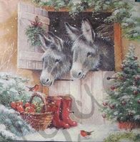 Serviette esel im stall (w376) 2Stk.