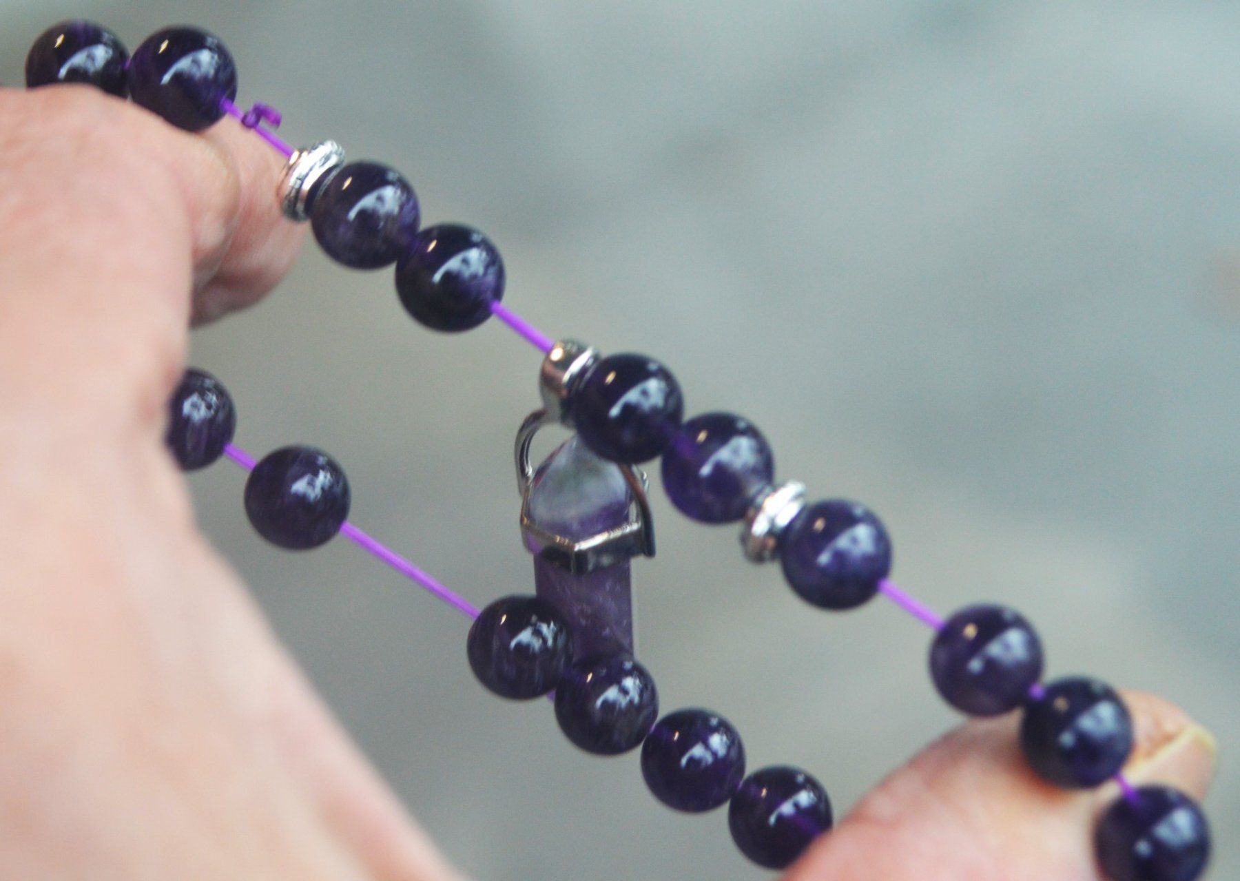 Armbänder & -reifen: Armband X-311 – Amethyst Perlen mit Säule – elastisch – Neu und originalverpackt aus Goldiwil (Thun) von han_v5b7 3