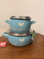 Emaille Kochtopf Set Metalac blau neu mit Etikette