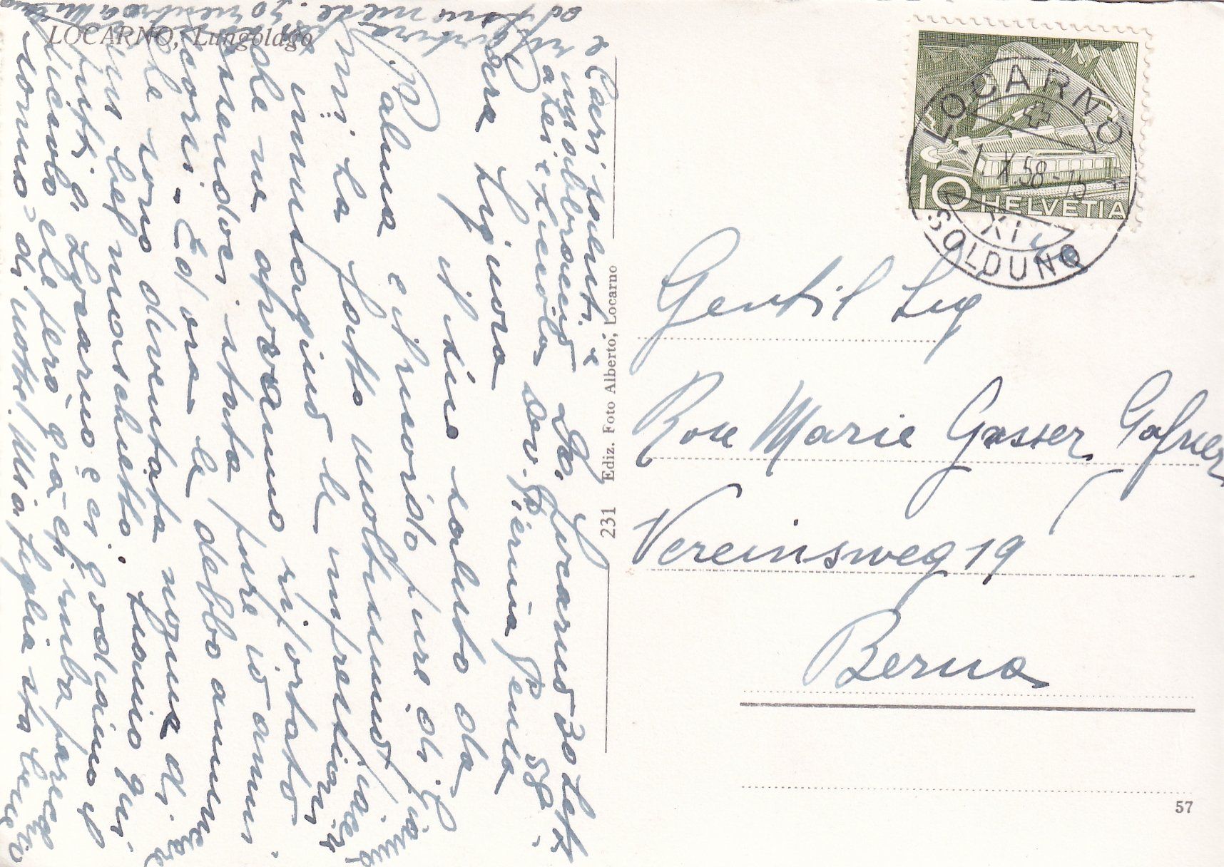 Cartoline postali: Locarno - Lungolago (mit Schiff) /mp – Usato da Hombrechtikon venduto da Rudolf07 1