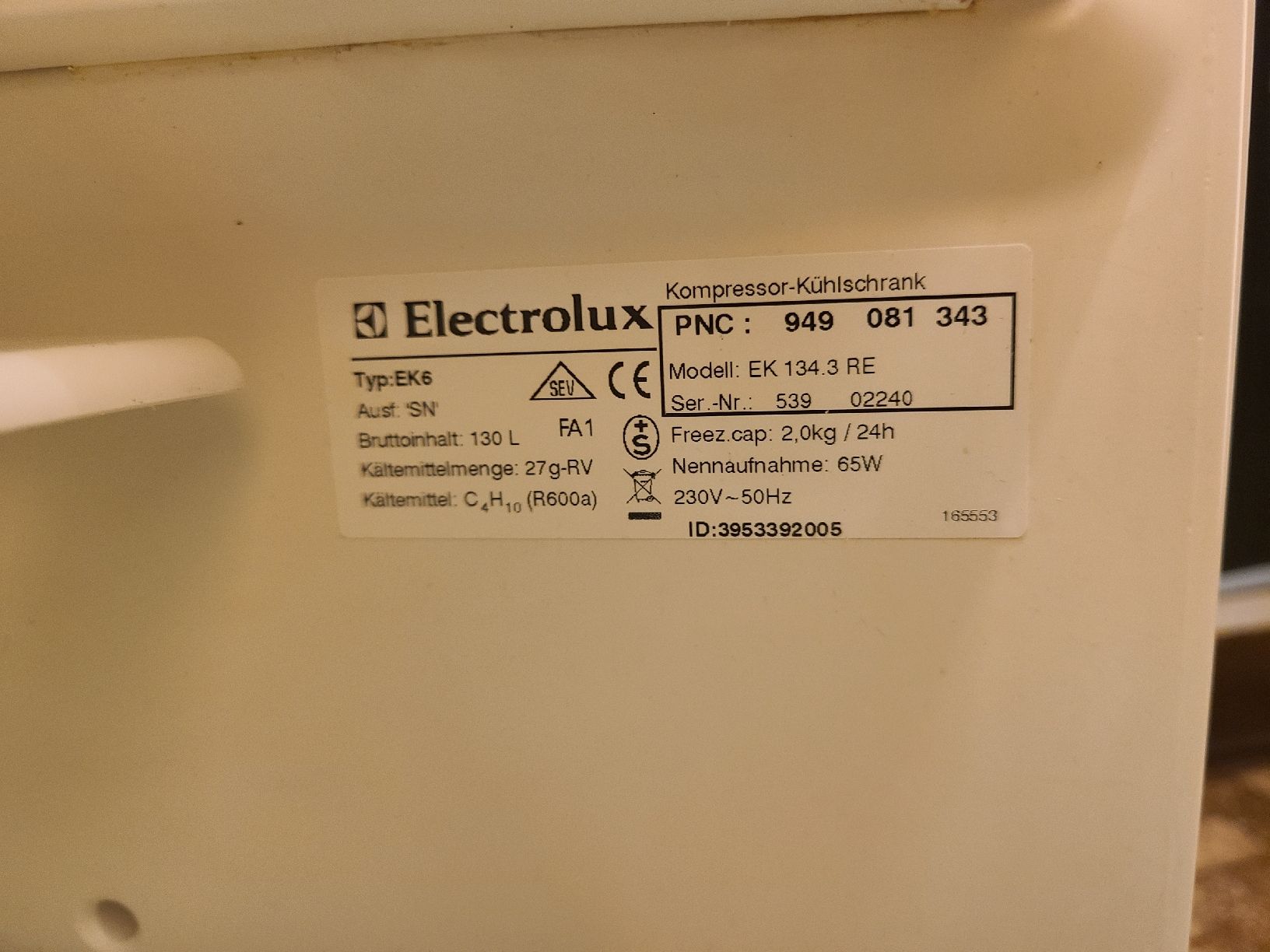 Electrolux Frigoriferi: Kühlschrank Electrolux 130L mit Gefrierfach – Usato da Ganterschwil venduto da Sevi1986 4