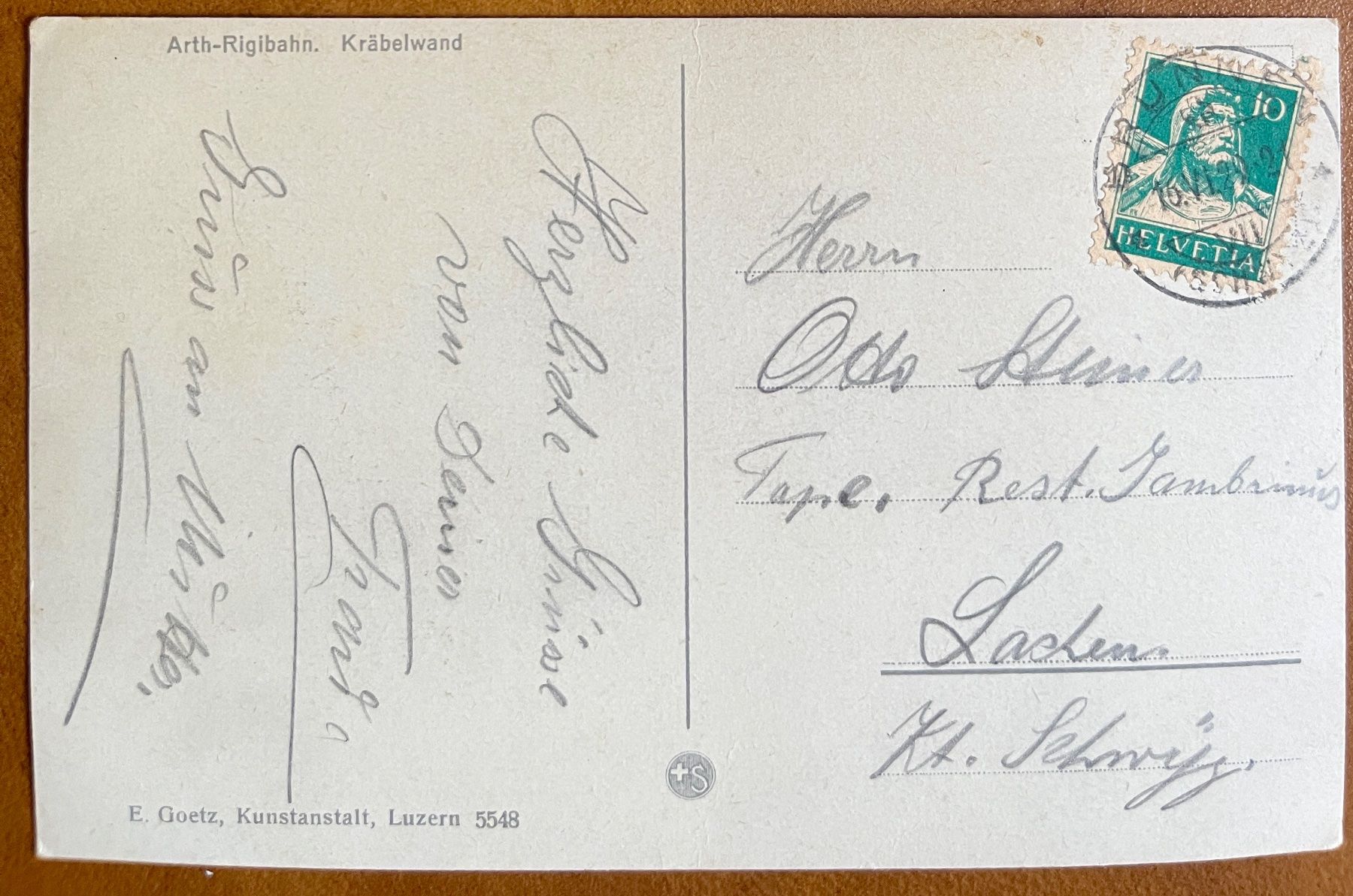 Cartoline postali: Arth - Rigibahn - Kräbelwand 1929 – Usato da Lutry venduto da Ediego 1