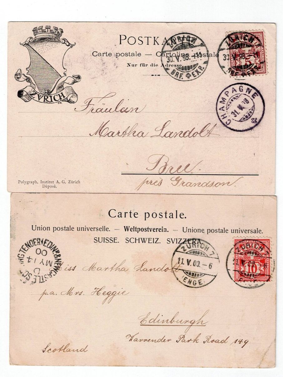 Cartoline postali: Schweiz, 10 Ansichtskarten von Zürich um 1900 – Usato da Hinteregg venduto da McCharly01 5
