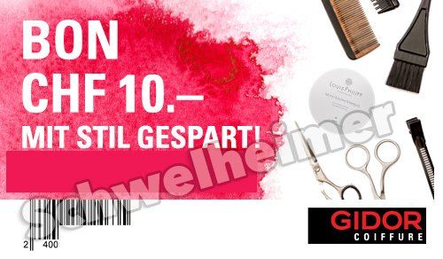 Gidor Coiffure Buoni: Gidor: Fr. 10.-- Rabatt ab Fr. 44.--  / Coiffeur – Nuovo e nell'imballaggio originale da Allschwil venduto da Schwelheimer