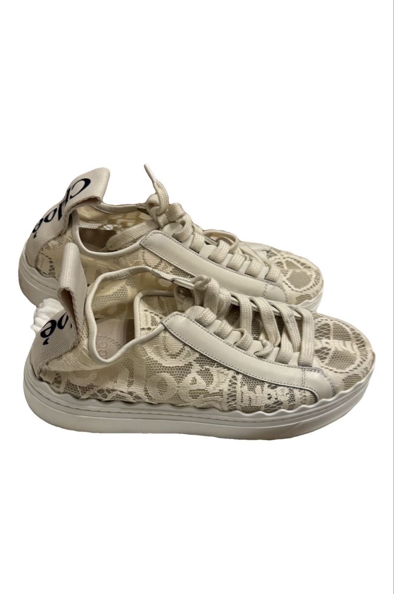 Chloé Scarpe da donna: Chloé Lauren Sneaker in Ecru – Nuovo (secondo la descrizione) da Winterthur venduto da yav_96pw