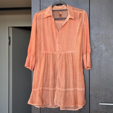 🐸 NILE KLEID / TUNIKA MIT 30% SEIDE LACHSFARBEN TOP ZUSTAND