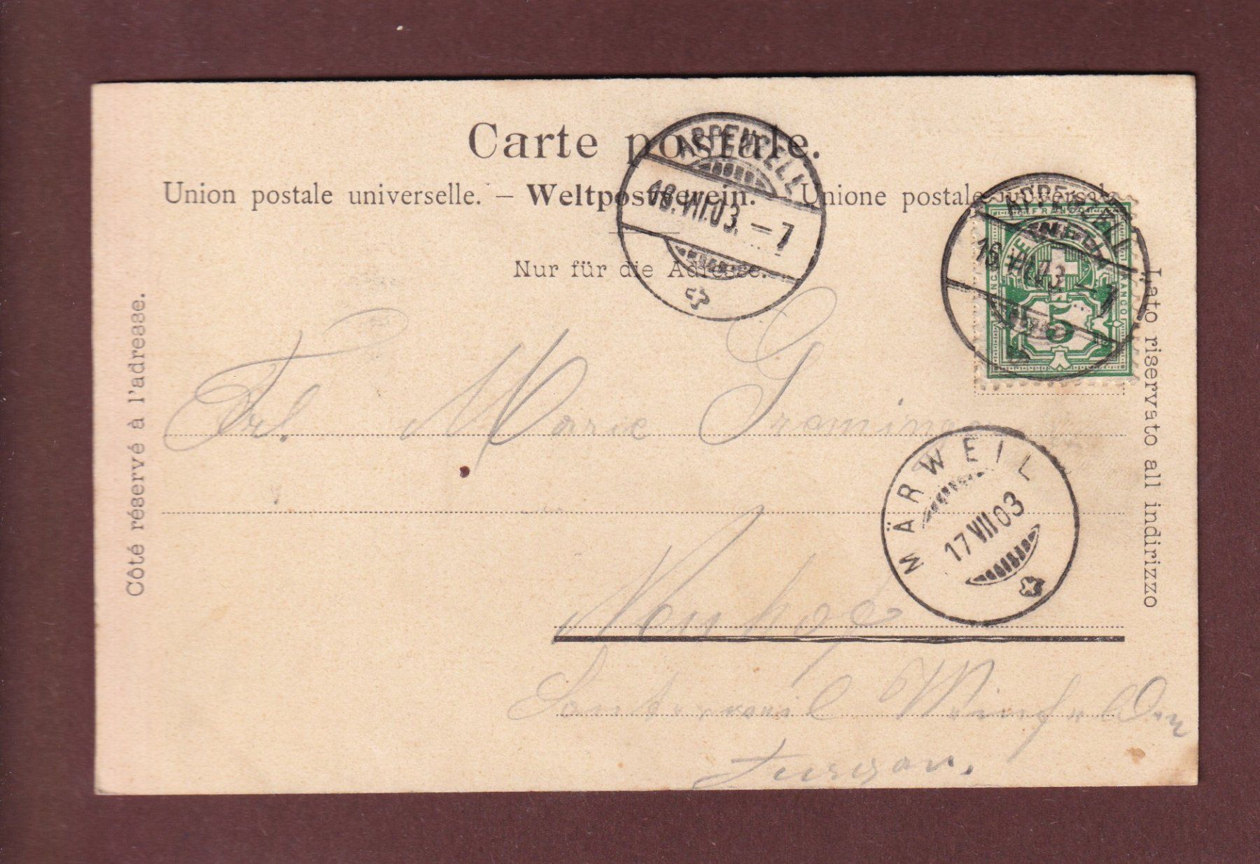 Cartoline postali: Gruss vom Escher - 1903 CPN – Usato da Pully venduto da nicecards-shop 1