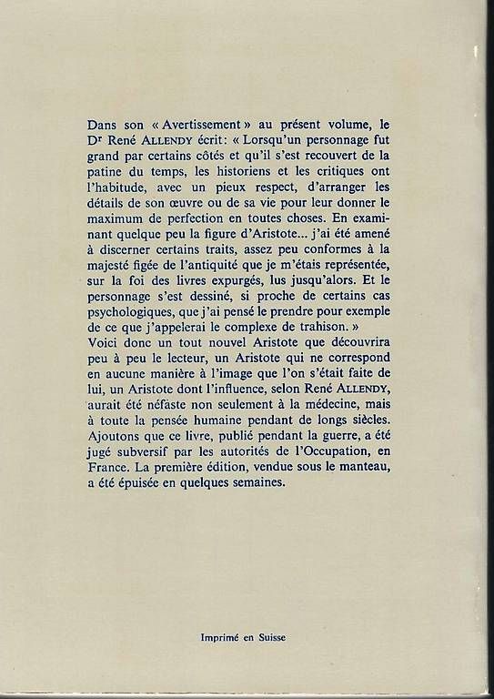 Bücher: Aristote ou le complexe de trahison - Dr René Allendy – Gebraucht aus Estavayer-le-Lac von mar_2s6b 1