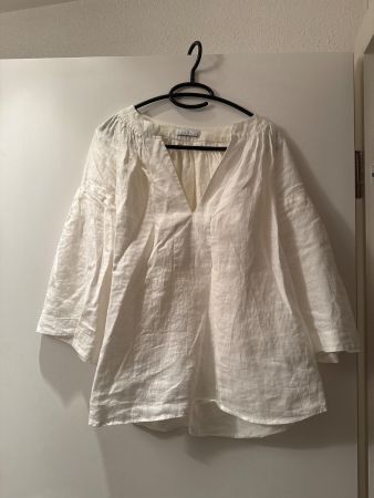 Linelbi Damen Leinenbluse in Weiss