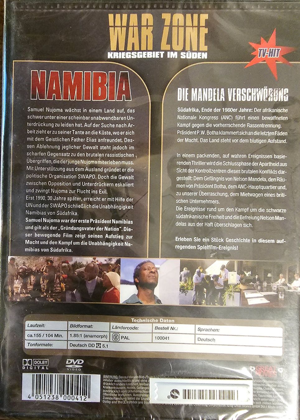 Tutti i DVDs: War Zone - Namibia - Die Mandela Verschwörung – Nuovo e nell'imballaggio originale da Wahlen b. Laufen venduto da Cg10 1