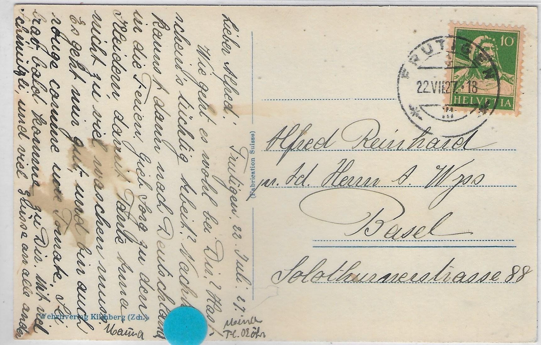 Cartoline postali: Frutigen - Kirche, Blümlisalp und Doldenhorn – Usato da Ettingen venduto da Kartenplanet 1