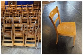 10 Stk. Wirtshaus- / Restaurant- / Theaterstühle aus Holz