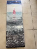 Abstraktes Gemälde TV: New York Skyline im Nebel, handgemalt
