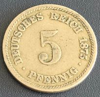 Münze Deutsches Reich 5 Pfennig 1875 gebrauchter Zustand