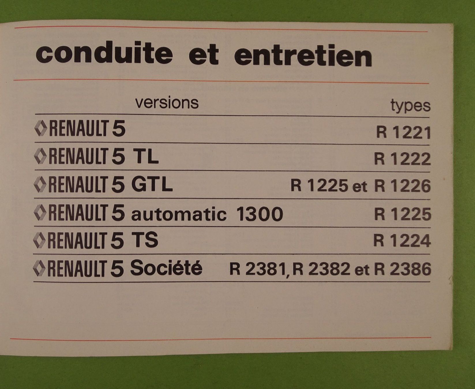 Documenti: RENAULT 5 CONDUITE ET ENTRETIEN 1978 – Usato da Grüningen venduto da Kartensammler 1