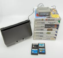 Nintendo 3DS XL Silber/Schwarz + 11 Spiele & Ladekabel