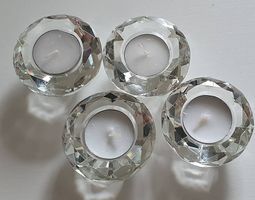4er-Set Teelichthalter in Kristall-Optik