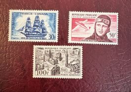Lot de 3 Timbres de Collection Rares - France-Canada