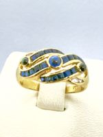 750/18 Karat Gold Ring mit Saphire und Brillanten