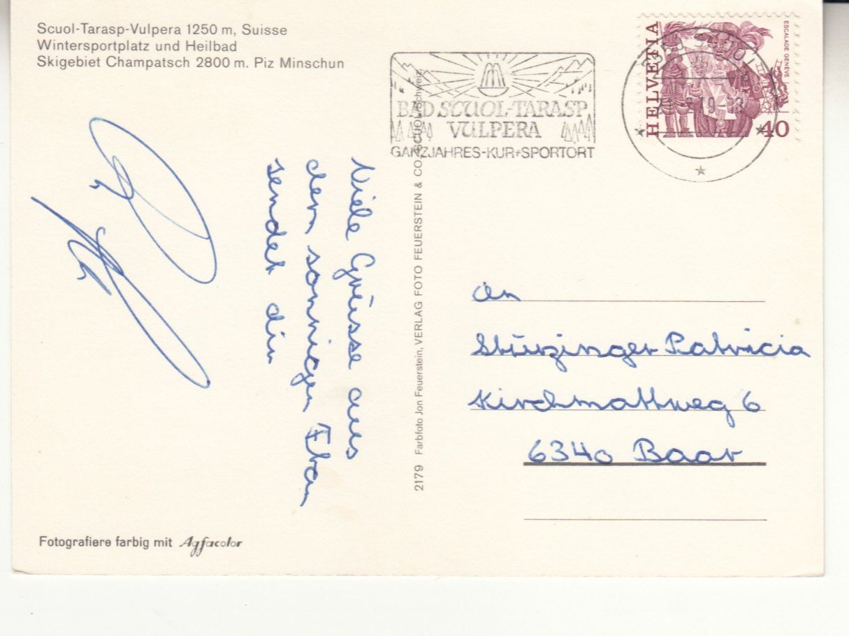 Cartes postales: Scuol Champatsch 1979 – D'occasion à Bürglen TG par StampGraf 1