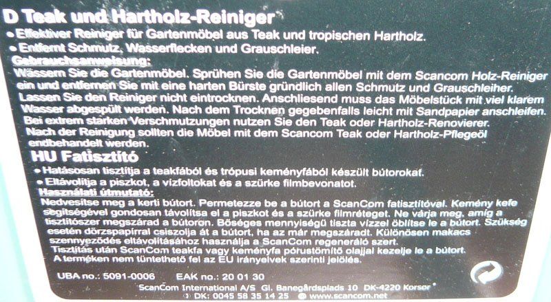 Hochdruckreiniger: Teak Cleaner – Neu und originalverpackt aus Ruggell von Btt 2