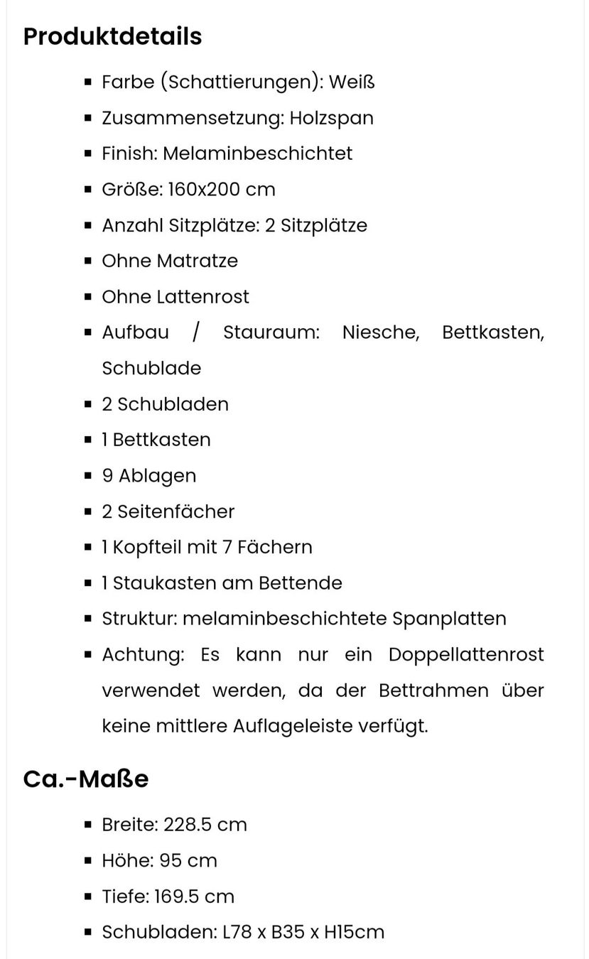 Letti: Bettgestell weiss, NEU ! – Nuovo e nell'imballaggio originale da Sisseln AG venduto da Tropea4334 4
