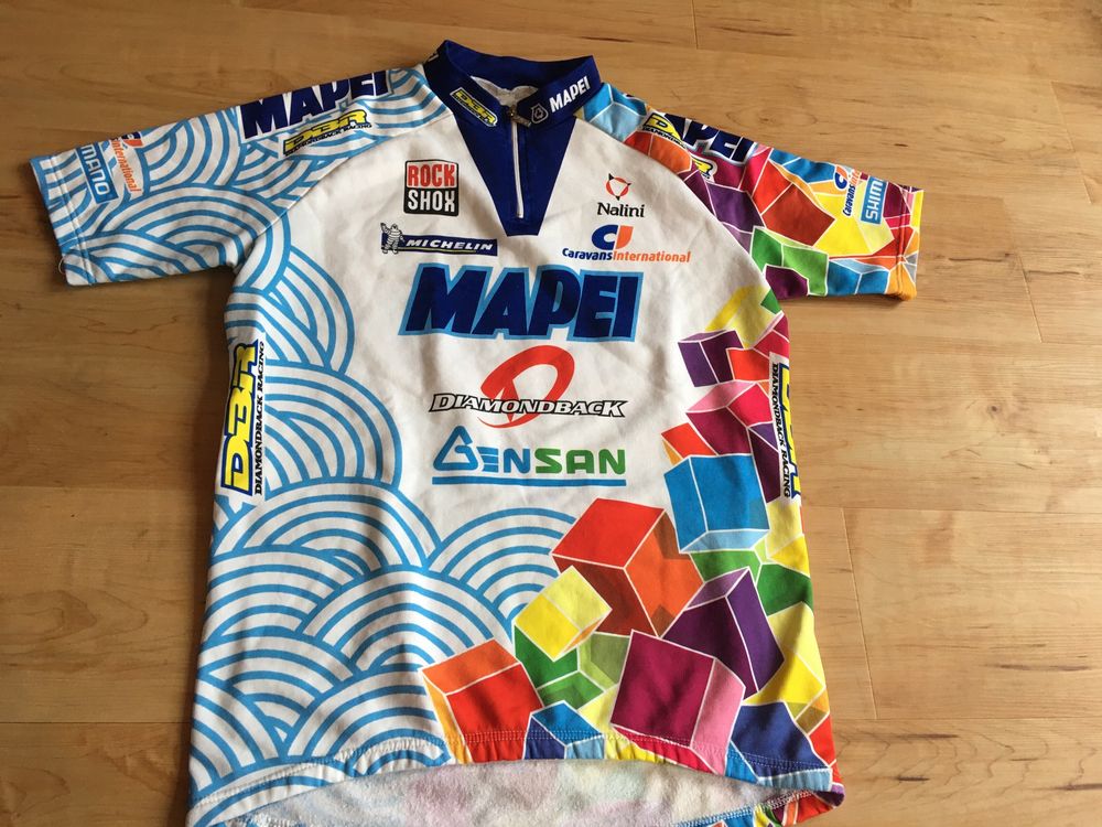 Maillot VTT Vintage Nalini MAPEI - Noir/diamant - Années 90 - Taille L - Rare