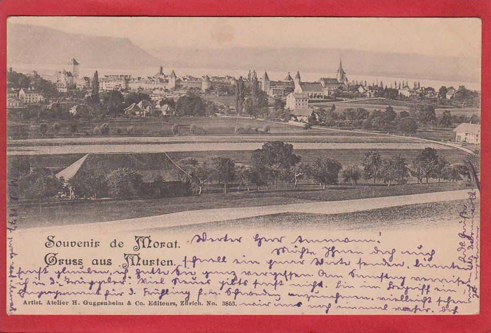 Cartoline postali: MORAT, MURTEN, PHOTOTYPIE 1900 – Usato da Grüningen venduto da Kartenlaube