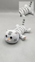 Flexi-Tigerkatze (weiss/grau) – Bewegliche Figur