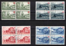 1948 Pro Patria Serie im 4er-Block Nr. B38-B41 mit Zentrum-ʘ