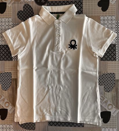 Polo Benetton blanc, taille 10/11 ans