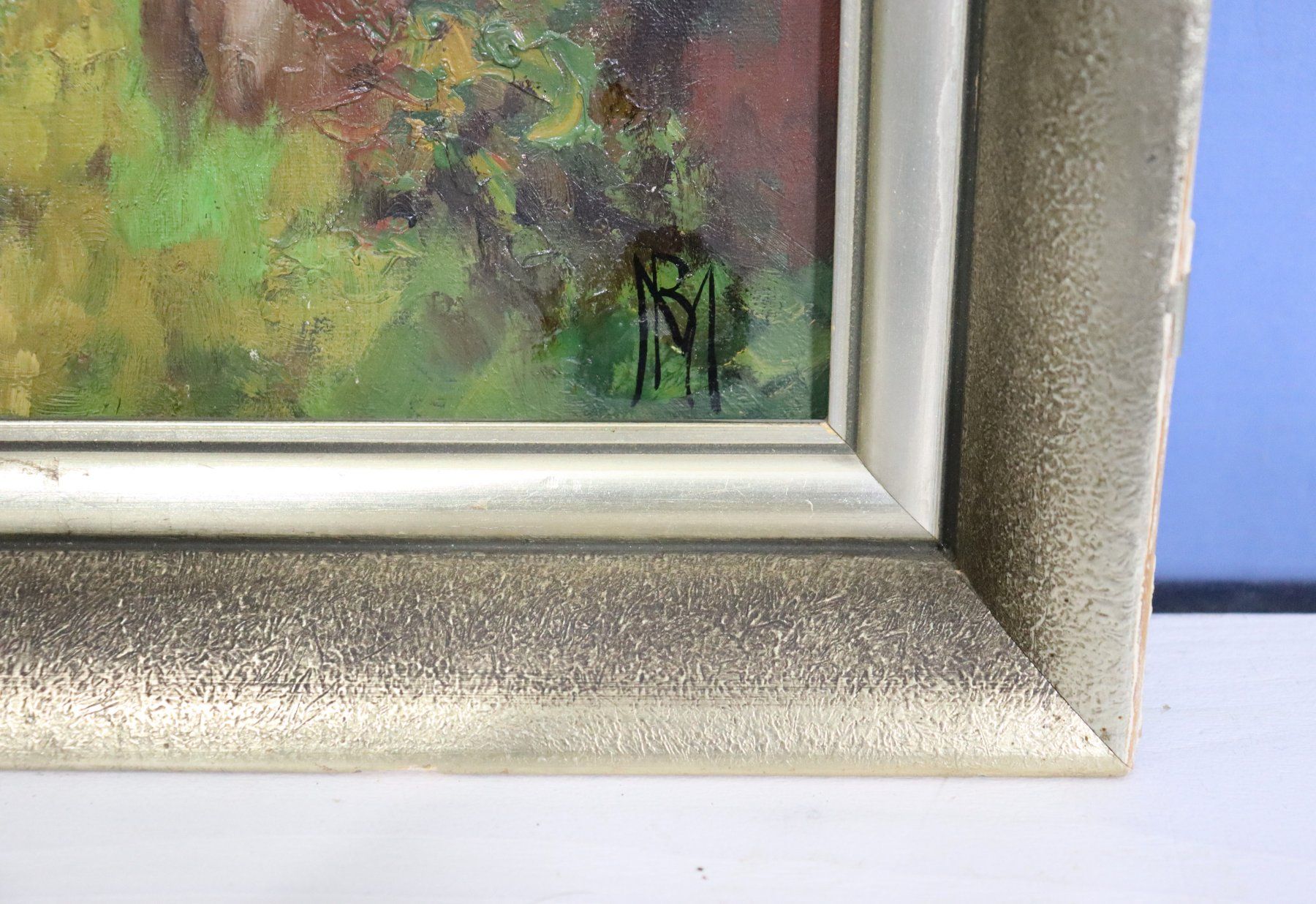 Dipinti: Landschaft mit Walliser Spycher, Gemälde mit Monogramm M R – Usato da Zug venduto da Kunst-Fundgrube 2