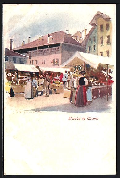 Cartoline postali: AK Thoune, Le marché, Marktszene – Usato da Berlin venduto da bartko-reher