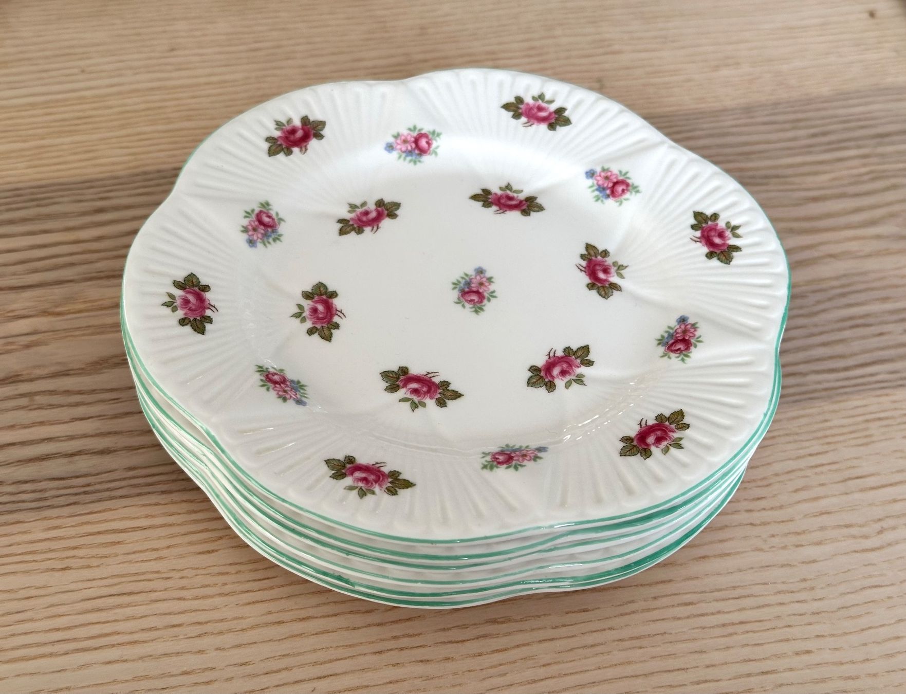 Piatti: Sechs SHELLEY Dessertteller, "Rosebud" – Usato da Onex venduto da Joliechose6