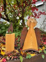 Deko-Set Engel & Kerze – Holz mit Rost-Metall, Handarbeit