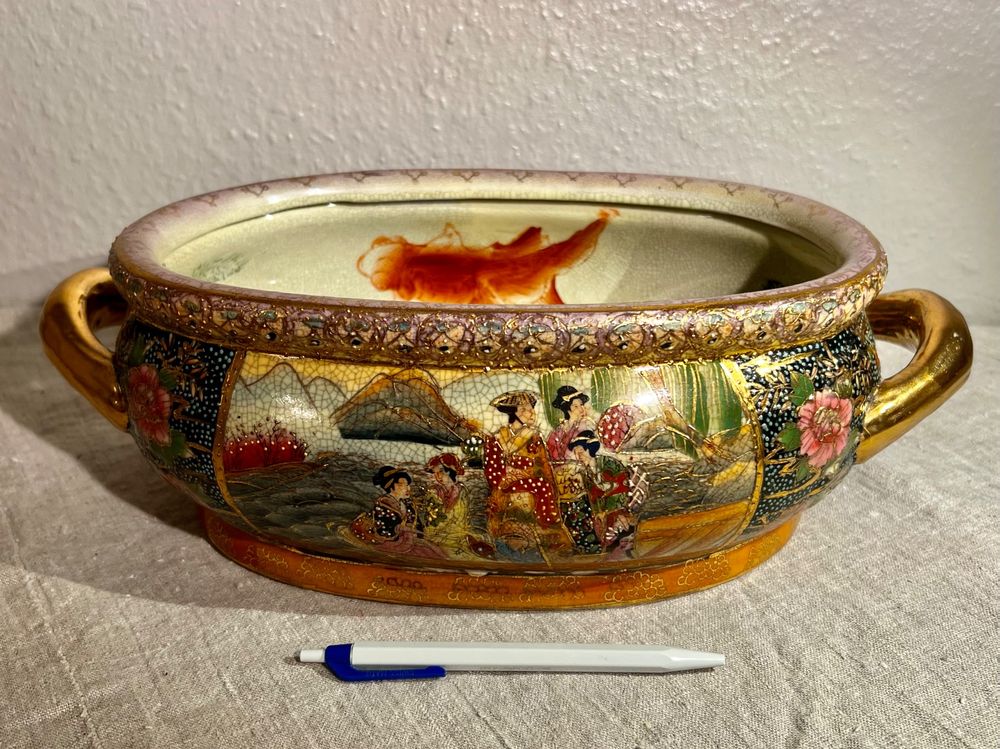 ANCIEN SUJET EN porcelaine CHAT avec son pot de rangement EUR 23,00