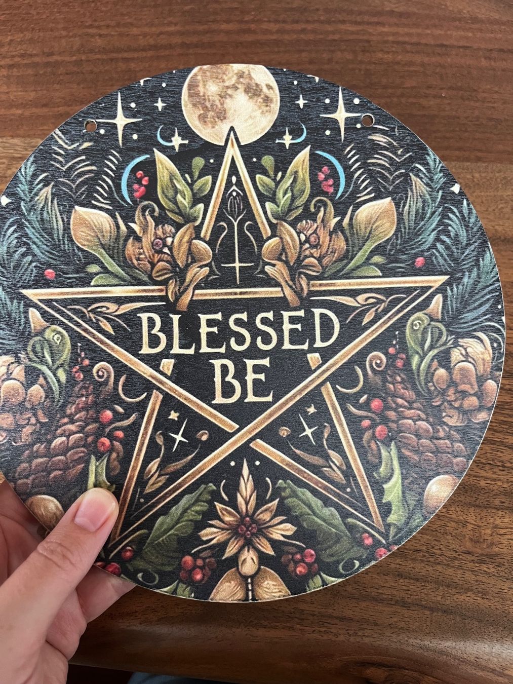 Alle Dekorationen: Esoterische Holzdeko "Blessed Be", Pentagramm – Neu und originalverpackt aus Gams von Mariawicca 2
