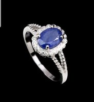 Silber Ring 925 mit blauen Stein