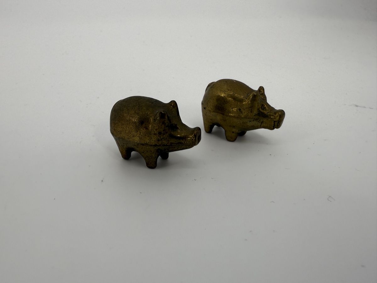Figuren: 2 Messing Figuren Schweine  – Gebraucht aus Auenstein von moin.