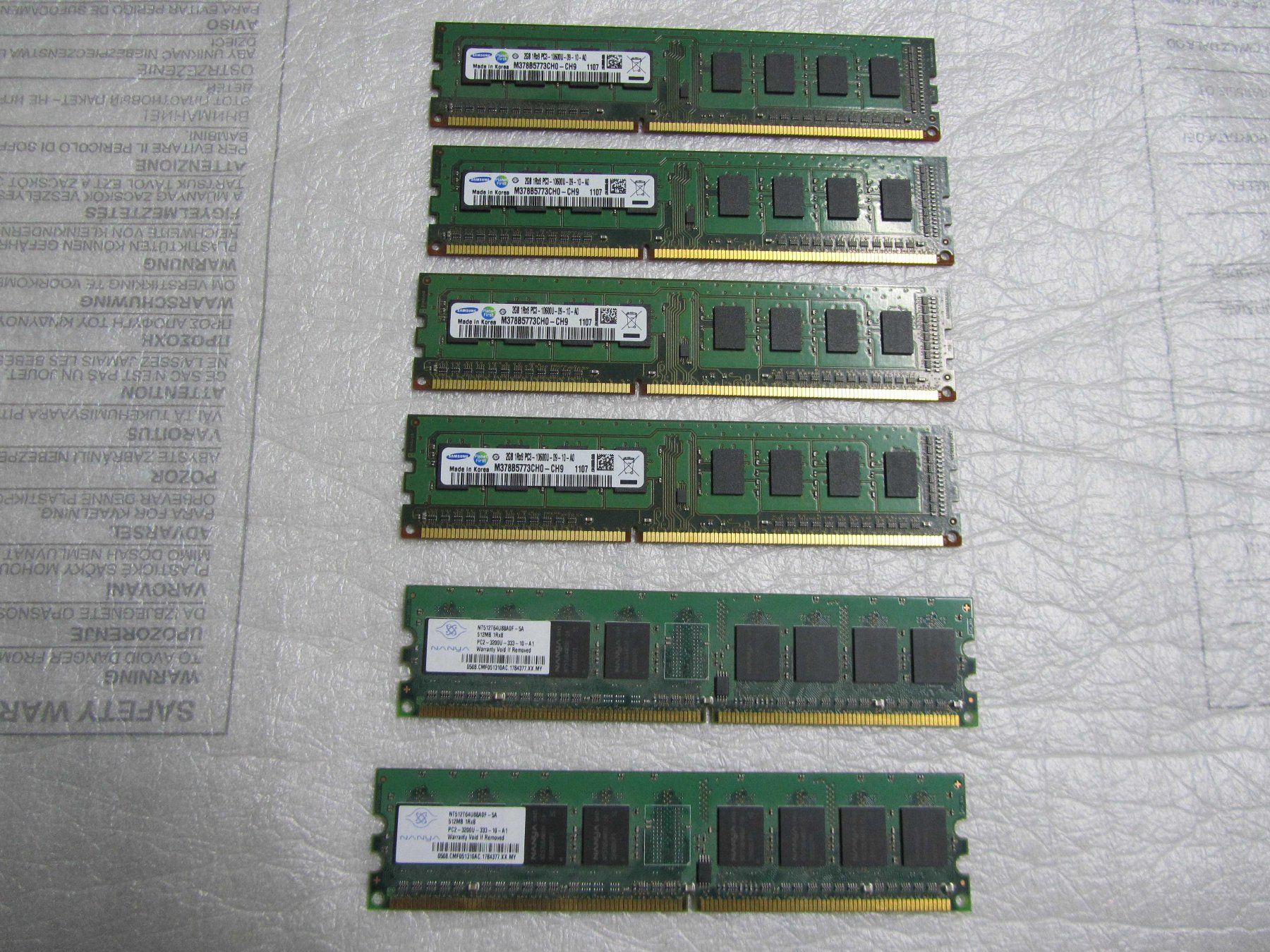 Memory / RAM: 6 x Verschiedene Memory Ram – Gebraucht aus moosseedorf von RTN10