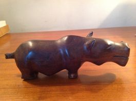 statuette africaine en bois dur hippopotame Flusspferd /