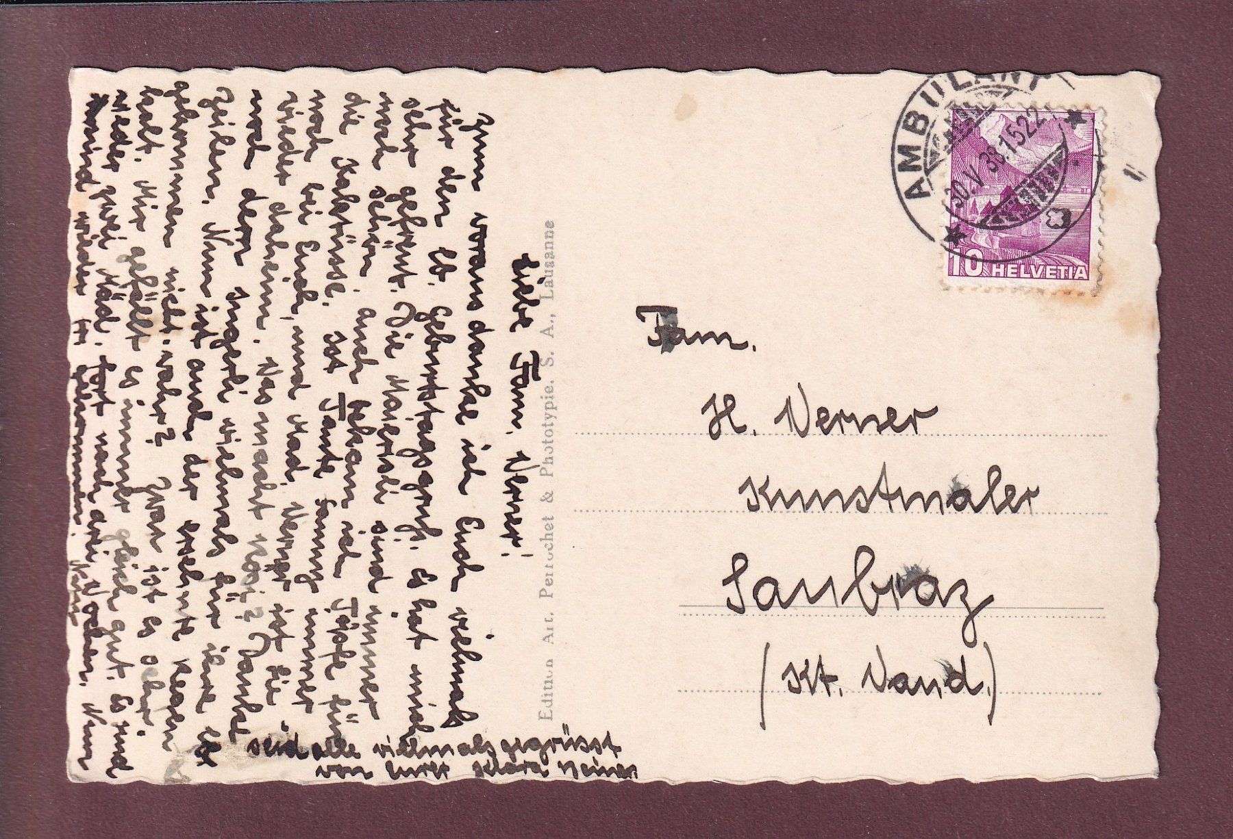 Cartoline postali: VAUMARCUS - Vers la Rive - 1938 – Usato da Pully venduto da nicecards 1