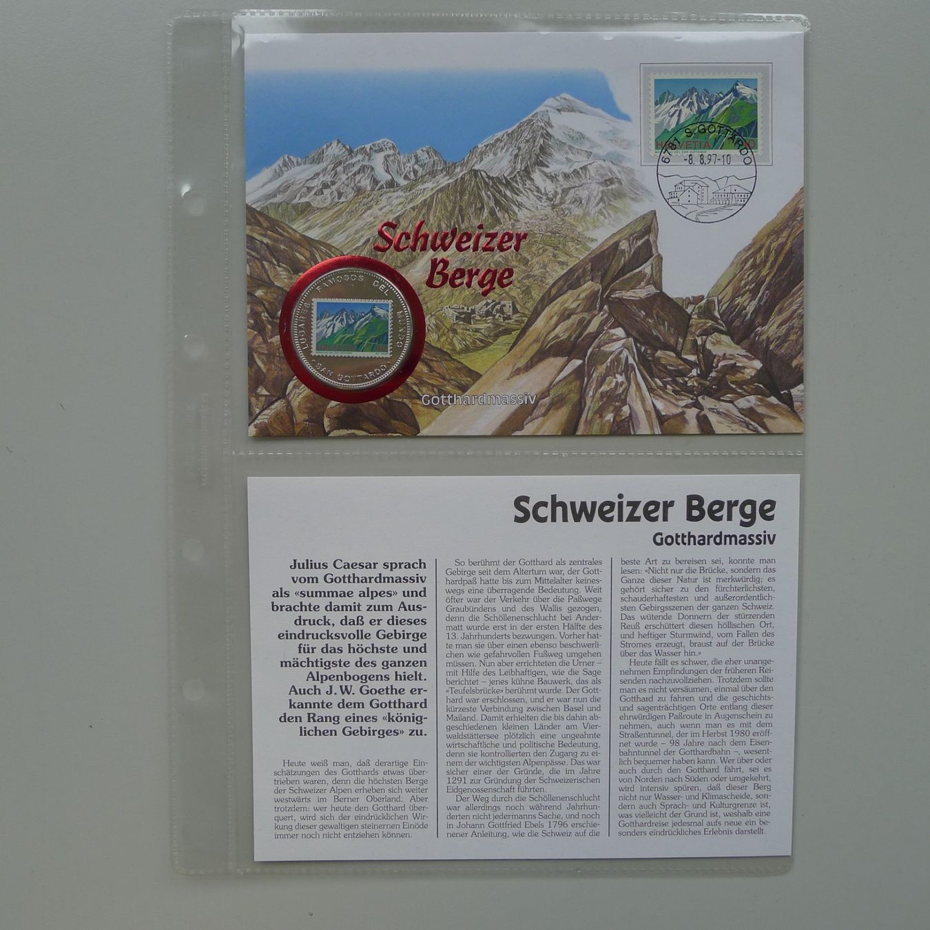 Medaglie: 1997: Numisbrief: Schweizer Berge - Gotthardmassiv + Silber – Usato da Sursee venduto da Luzernerraute 3