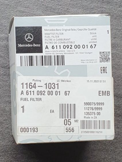 Mercedes-Benz Kraftstofffilter A 611 092 00 01 67, Neu (Neu und ...