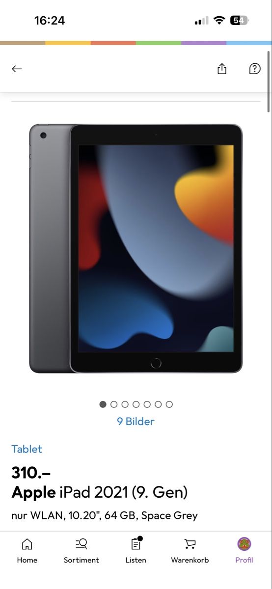Apple Tablet PC: iPad 2021 gen9 Space grey  – Usato da murten venduto da kam_9wqw 2