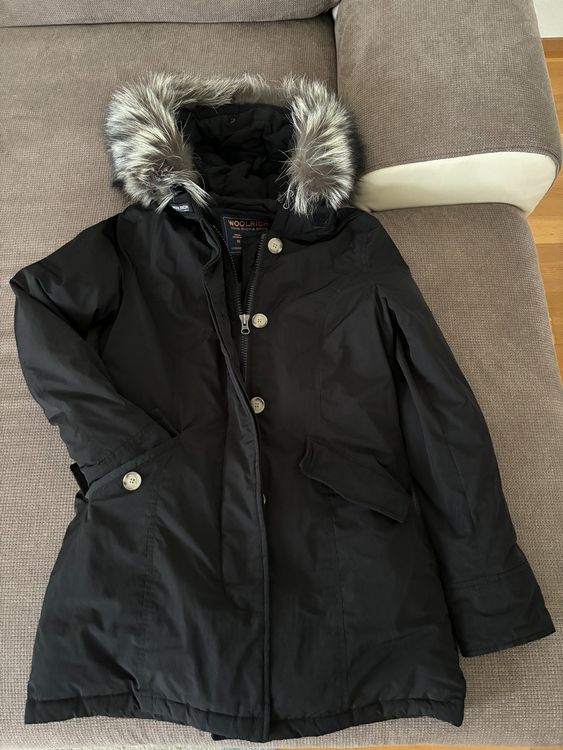 Luxury Arctic Parka Schwarz Mit Fell Damen Original WOOLRICH Damen