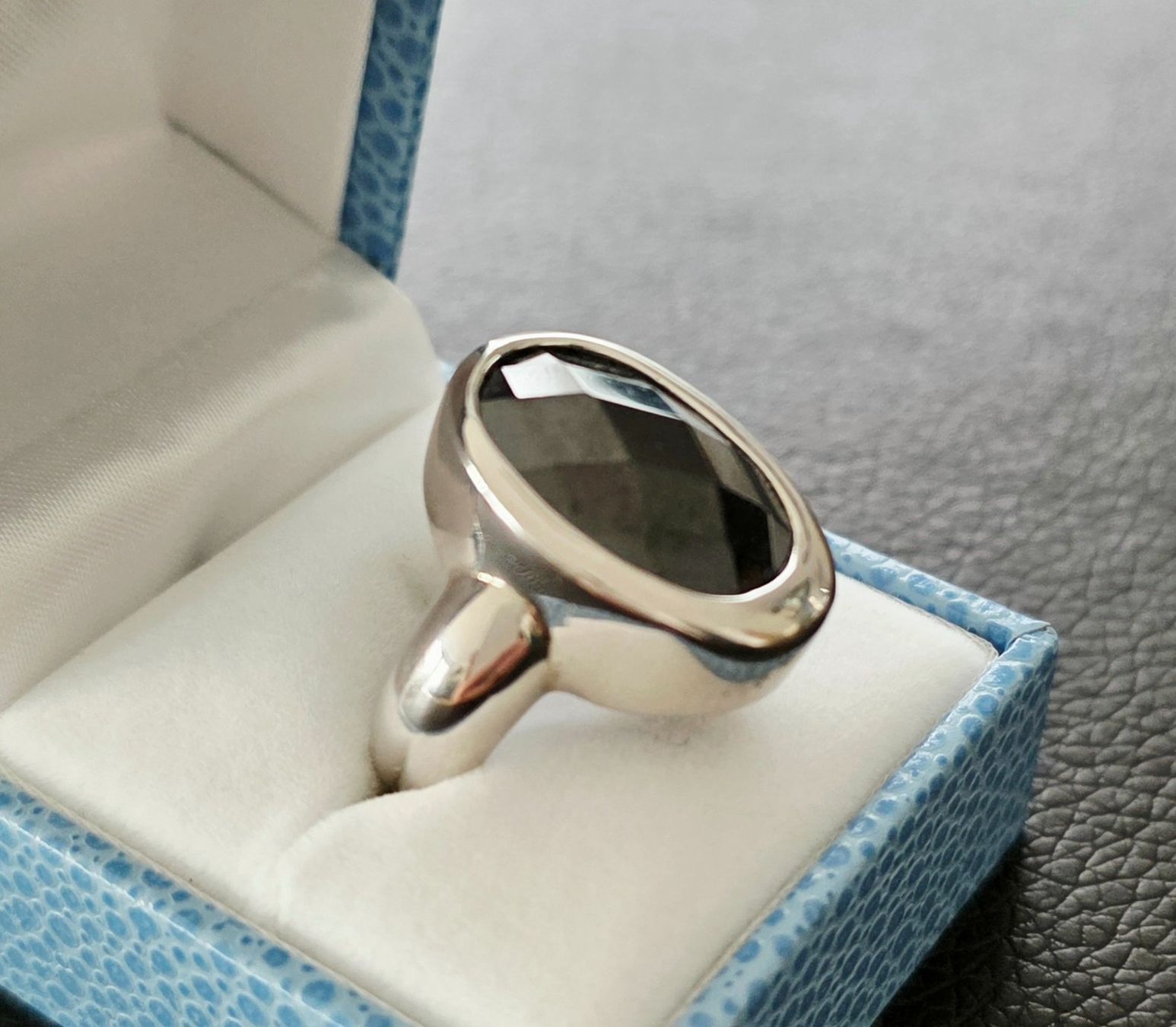 Anelli: Eleganter Silberring925 mit facettiertem Onyx – Nuovo e nell'imballaggio originale da Uetikon am See venduto da Coralreef 1