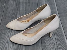 💞 Vintage Leder-Pumps - 37 - Cremeweiss