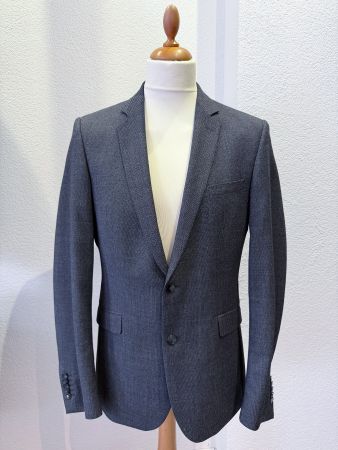 Strellson Sakko Gr. 48 Slim Fit Marzotto Wolle Grau Business