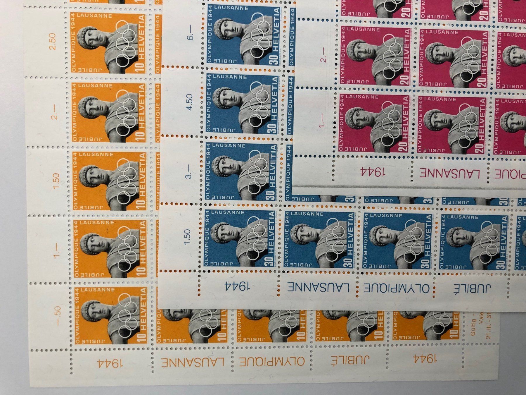 Alle Briefmarken: Olympia 1944 Lausanne Bogenserie kompl – Neu (gemäss Beschreibung) aus kriens von bst999 1